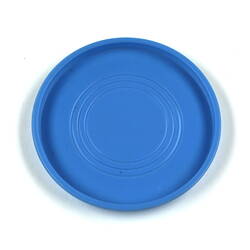Round blue tray, birdseye view.
