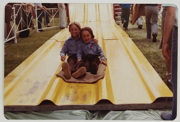 Photograph - Kodak Australasia Pty Ltd, Two Boys on a Slide, Christmas Party, Coburg, Dec 1979