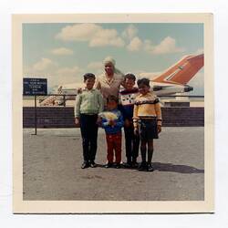 Photograph - Sylvia Boyes With Children At Airport, Cape Town, South Africa, 25 Sep, 1969