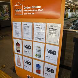 Digital Photograph - 'Save Time While You Save Money' Online Shopping Sign, BWS, Woolworths, Blackburn South, 18 May 2020