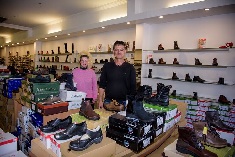Shoe Store Owners at Work During COVID-19 Lockdowns, Fairfield, Victoria, 30 May 2020
