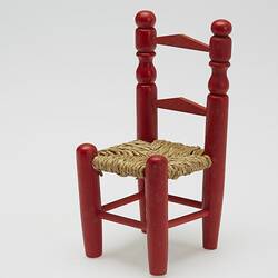 Miniature Chair - Mirka Mora, Wooden With Woven Seat, Red, circa 1960s