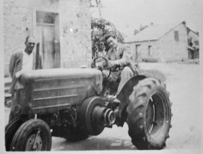 Domenico Annetta With Tractor On Farm In Sant'Angelo, Calabria, Italy, circa 1950s