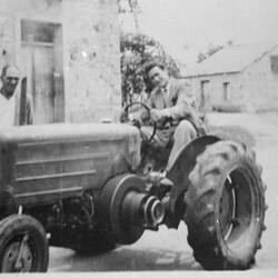 Digital Photograph - Man With Tractor On Farm In Sant'Angelo, Calabria, Italy, circa 1950s