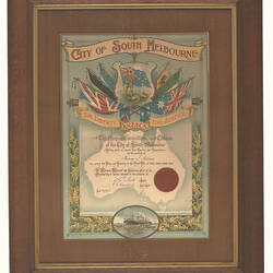 Honour Certificate - 'Anzacs', City of South Melbourne, Henry S. Aldred, 21 Apr 1917