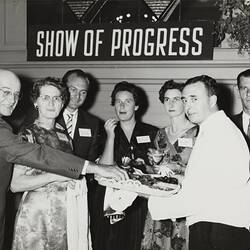 Photograph - Massey Harris Ferguson, Guests & Waiter at the 'Show of Progress' Dealers Event, Melbourne, Victoria, 1956