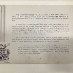 White page with dark blue text. Sketch of temple at lower right.