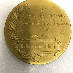 NU 49845, Medal - Anti-Football League medal presented to Prime Minister Harold Holt, 1967 (SPORT), Object, Registered