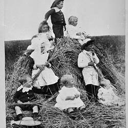 Photograph - Children on a Wheat Stook, by A.J. Campbell, Victoria, circa 1890
