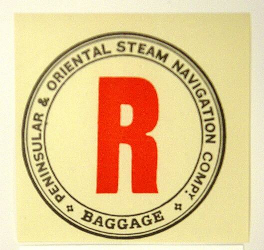 Baggage Label - P&O Steam Navigation Co "R" (square)