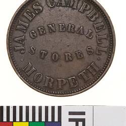 Token - 1 Penny, James Campbell, General Stores, Morpeth, New South Wales, Australia, circa 1858