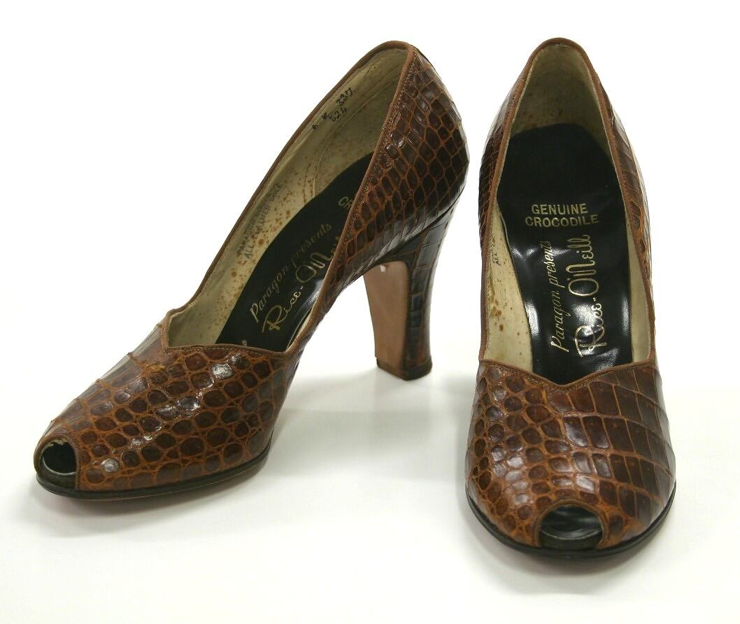 Shoes Paragon, Rice O'Neill, Peeptoe, Crocodile Skin, late 1950s