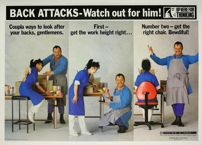 Poster - Department of Labour, "Back Attacks"