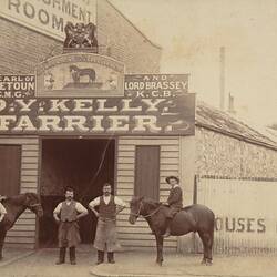 Digital Photograph - Family & Staff outside D Y Kelly Farriers, St Kilda, 1898-1900
