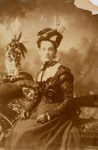 Digital Photograph - Woman in Elaborate Head Dress, Melbourne, circa 1887