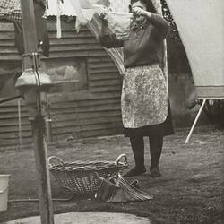 Digital Photograph - Woman Hanging out Laundry, Caulfield, 1968