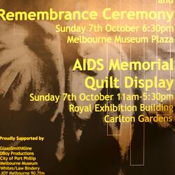 Poster - AIDS Memorial Candlelight Vigil and AIDS Quilt Display, 2001