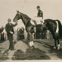 Photograph - Phar Lap, Trainer Tommy Woodcock & Jockey Bill Elliot, Agua Caliente, 20 Mar 1932