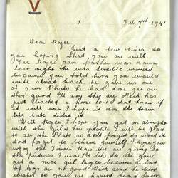 Letter - Aunty Alice, Mick and Jim to Aircraftman Royce Phillips, Personal, 7 Feb 1941
