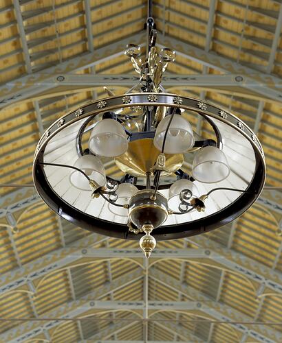 Detail of reconstructed electric gasolier in the Royal Exhibition Building