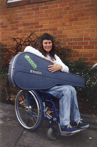 Performer Jill Stevens, Women on Farms Gathering, Tallangatta, 1993