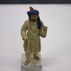 Indian Figure - Man Wearing a Blue & Red Turban, Lucknow, Clay, circa 1880