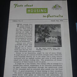 Booklet - Facts about Housing in Australia, May 1956