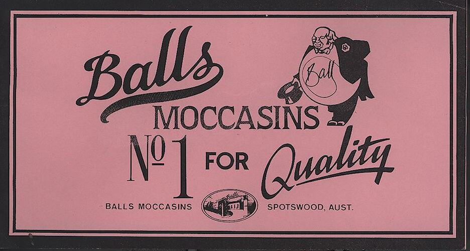 Prop - Box Label, Smiley Productions, "Spotswood", Balls Moccasins, 1992