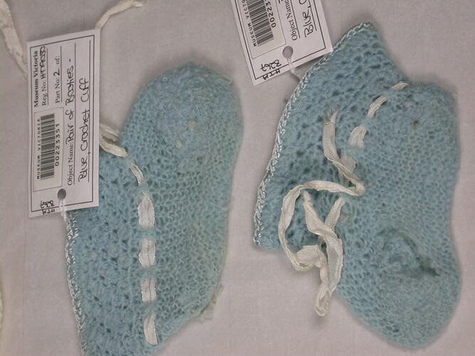 Booties - Knitted, Blue, circa 1947