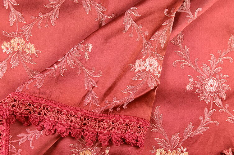 Bedspread - Crimson Floral, circa 1940s