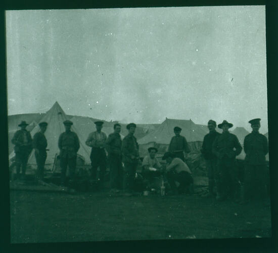 Lantern Slide - Australian Soldiers in Tent Encampment