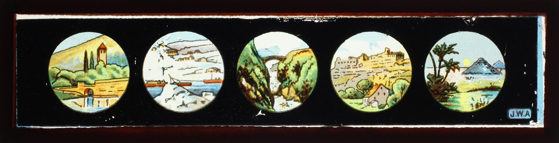 Lantern Slide - Five Landscapes, Panorama Slide, 1860-1920