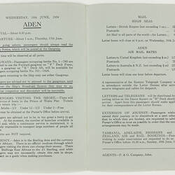 Booklet - Port Information Aden, Orient Line, 1954
