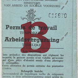 Booklet - Permis De Travail, 1958-59