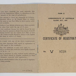 Certificate of Registration - Issued to Sydney Louey Gung, Commonwealth of Australia, 3 May 1948