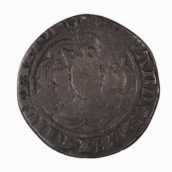 Coin, round, crowned bust of the King facing; text around, + EDWARDVS REX ANGLI Z FRA.