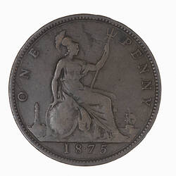 Coin - Penny, Queen Victoria, Great Britain, 1875 (Reverse)