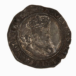 Coin - Sixpence, James I, Great Britain, 1605 (Obverse)