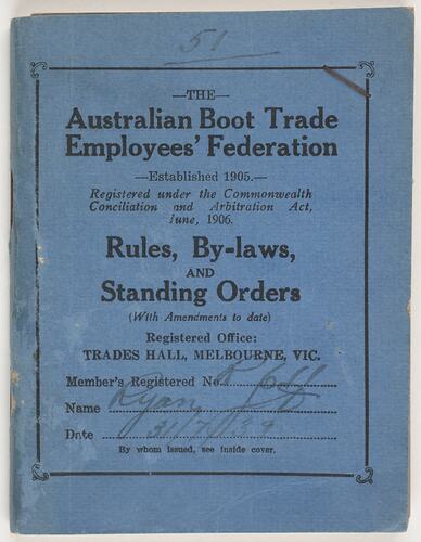Rule Book - Australian Boot Trade Employees' Federation, 1938