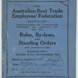 Rule Book - Australian Boot Trade Employees' Federation, 1938