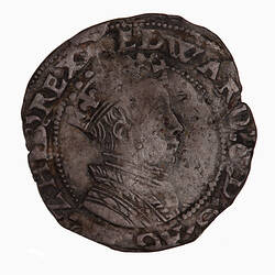 Coin, round, Crowned bust of a king facing right; text around.