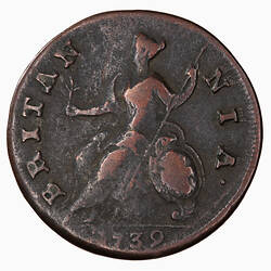 Coin - Halfpenny, George II, Great Britain, 1739 (Reverse)