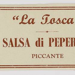 Food Label - La Tosca Paprika Sauce, 1950s
