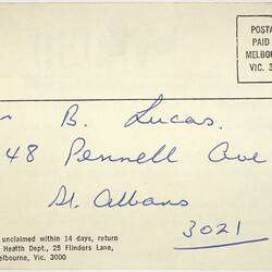 Medical Result Card - Division of Chest X-Ray Surveys, 20 March 1973
