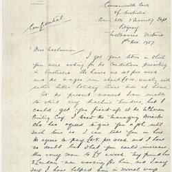 Letter - to AG Maclaurin, from J Ash, 8th December 1927