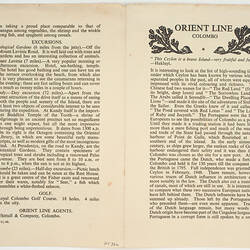 Booklet - Orient Line, Colombo