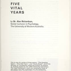 Booklet - 20 Years Past; The Years Ahead, 1968
