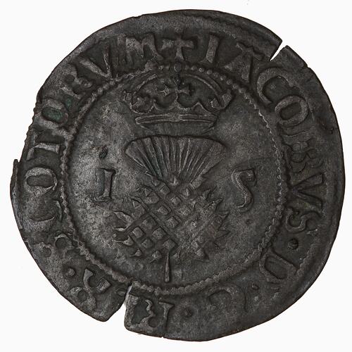 Coin - Obverse, Bawbee, James V, Scotland, 1538-1542