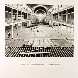 Photograph - Programme '84, Timber Floor Replacement in the Great Hall, Royal Exhibition Buildings, 14 Dec 1984