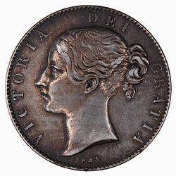 Coin - Crown, Queen Victoria, Great Britain, 1844 (Obverse)